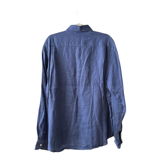 Vilebrequin 100% Linen Button Down Shirt Size XXL Blue Summer Beach Pool Outdoor - Picture 3 of 11